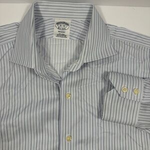 Brooks Brothers Regent Striped Buttondown Shirt Blue Mens 16-34 Supima Cotton